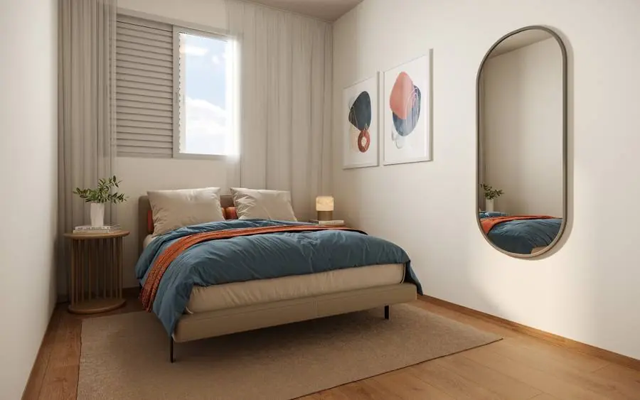 Quarto de casal do apartamento do Caminho das Cerejeiras