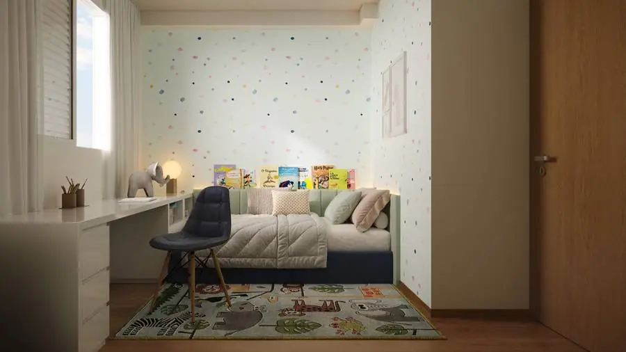 Quarto infantil do apartamento do Caminho das Cerejeiras