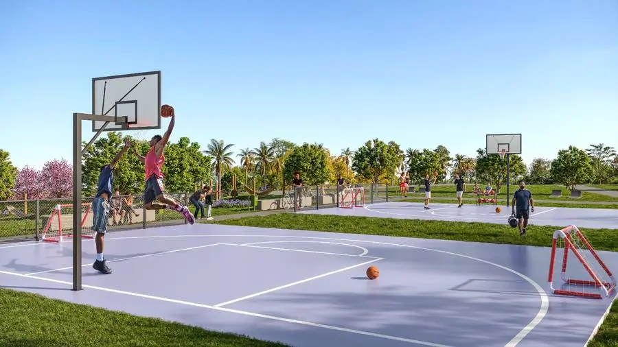 Garrafão de basquete da praça central da Cidade Sete Sóis