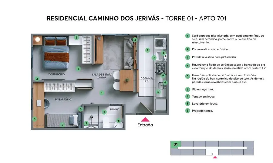 Área privativa do Caminho dos Jerivás Área privativa do apartamento térreo do Caminho dos Jerivás